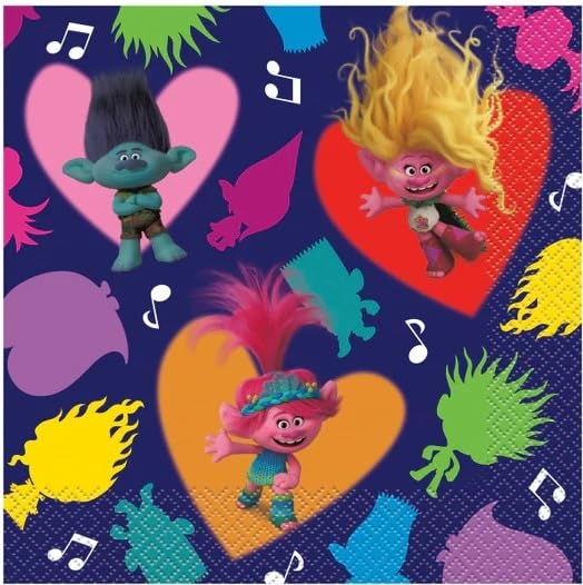 Serviettes Trolls multicolores pour égayer les repas quotidiens des enfants