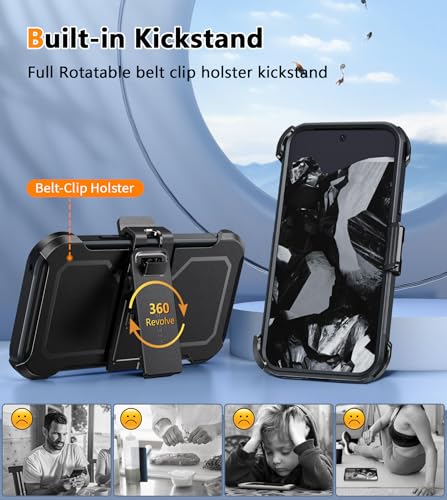 Coque Google Pixel 9 Pro double couche robuste avec attache ceinture
