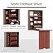 HOMCOM Wall Mounted Desk, Fold Out Convertible Desk, Multi-Function Computer Table Floating Desk with Shelves for Home Office, Mahogany