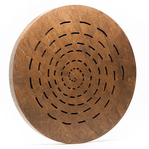 Herramienta de terapia de sonido 'Disco de caída de agua' de 20 pulgadas | Potente sonido oceánico | Tambor de lluvia de madera | Sonido relajante largo y suave | 100% hecho a mano de madera natural