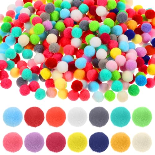 Mini Pom Poms for Crafts 0.4 Inch Soft and Fluffy Small Pom Poms Multicolor Bulk Pompoms Balls for Arts & Crafts DIY Projects (400 Pcs)