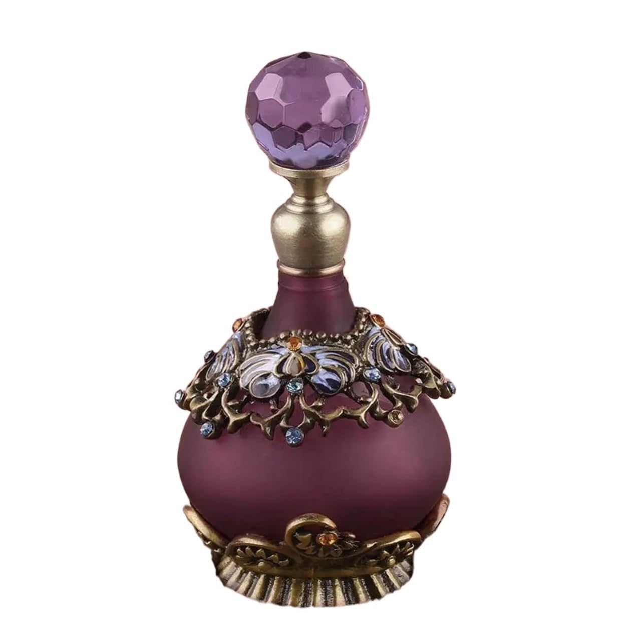 Vintage Glas Parfümflasche 23ml Vintage Parfümflasche Lila Diamantschliff/Antik Schmetterling Metall Leeres Glas Tropfer Frauen Mädchen Geschenk(Purple)