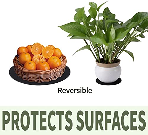 Image of GREENSHEEP Plant Pot Coaster Mat - Reversible Waterproof Round Absorbent Felt Fabric Plant Pad for Gardening Indoor and Outdoor Pots 4 /6 /8 /10 Inch (Black, 20 Pieces)