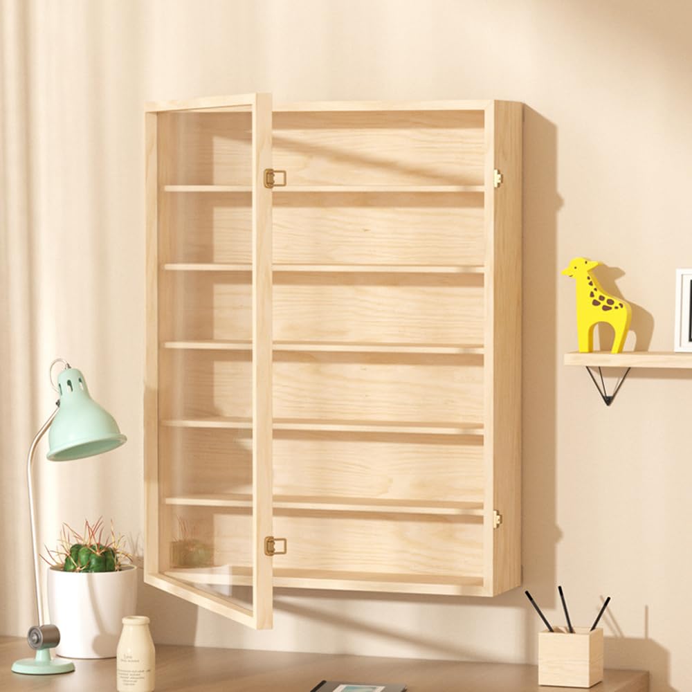 6 Tier Wall Mounted Display Cabinet 50x66.5cm Display Case Wood