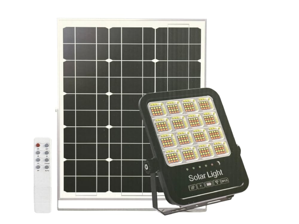 UNIVERSO RY-200W-3C FARO LED FLOODLIGHT 2200 LUMEN IP65 TEMPERATURA COLORE SELEZIONABILE CCT 3IN1 3000K 4000K 6500K CON PANNELLO SOLARE E TELECOMANDO