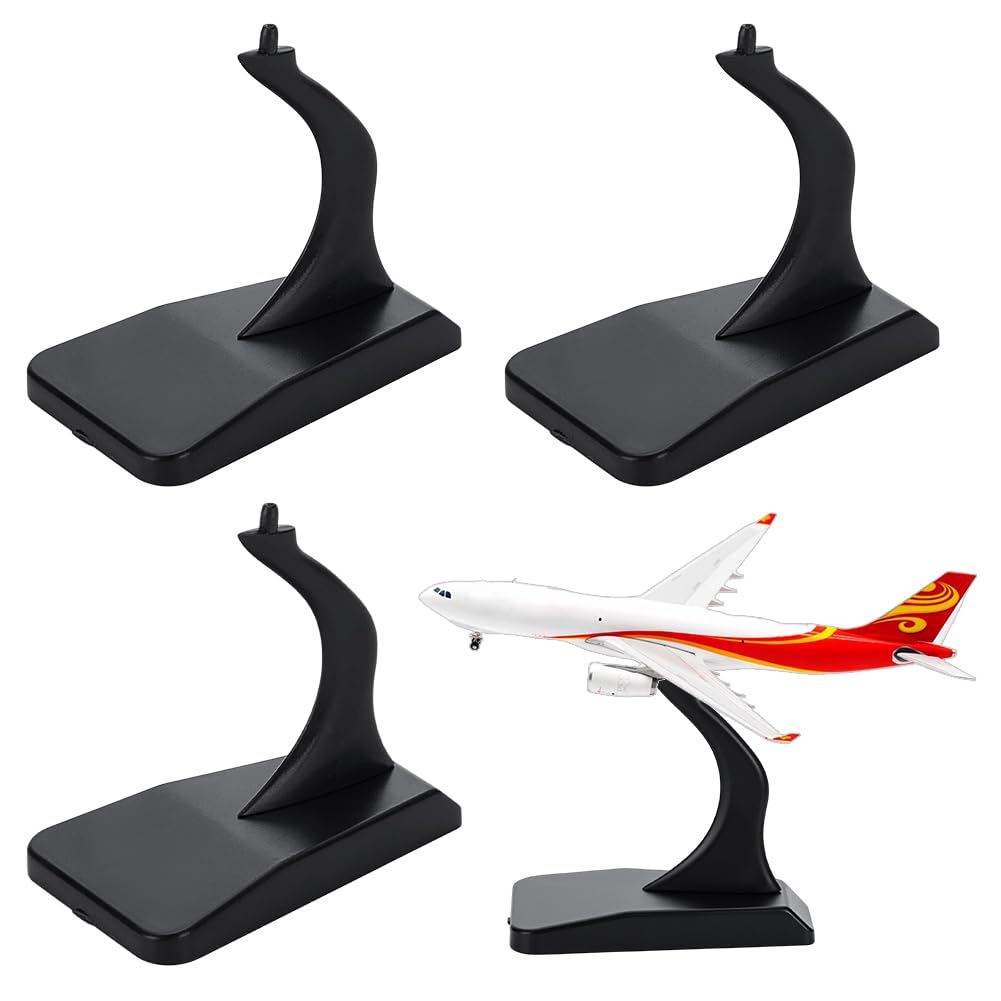 FINGERINSPIRE 4 Pack Plane Model Stand 6x3.7x5.5CM Black Aircraft Model Stand Plastic Model Airplane Holder without Plane Models for Collectible Airplanes