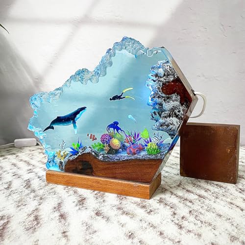 Lámpara de mesa de resina artesanal temática océano 6x4 in miniatura 3
