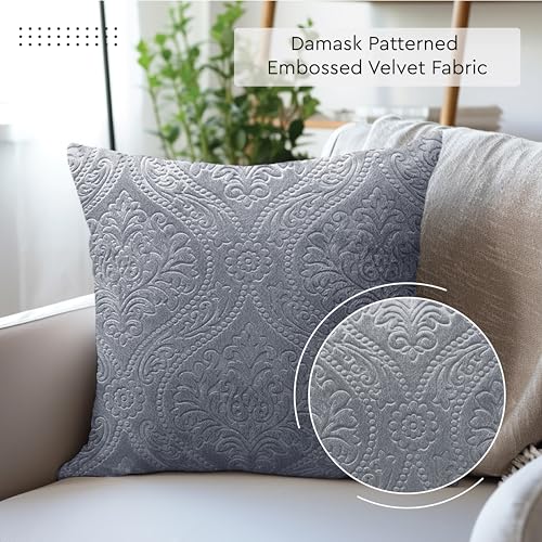 Image of Encasa XO Velvet Cushion Covers, No Inserts, Set of 2, Grey