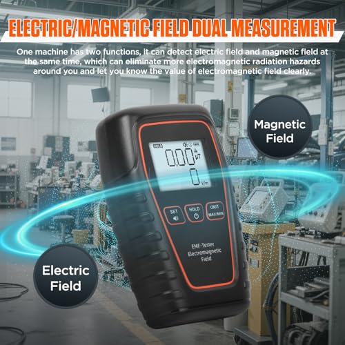 Image of EMF Detector, Digital LCD EMF Detector Battery Powered Electromagnetic Field Radiation Detector Sound and Light Alarm EMF Reader Hold Data Handheld Radiation Detector for Home,Outdoor,Ghost Hunting