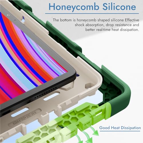 Image of Robustrion Cover for Redmi Pad Pro 12.1 inch, Armor Shockproof Cover Case with [Shoulder Strap] and [360 Degree Rotating Hand Strap and Stand] for Redmi Pad Pro 5G 12.1 inch - Rainbow Green