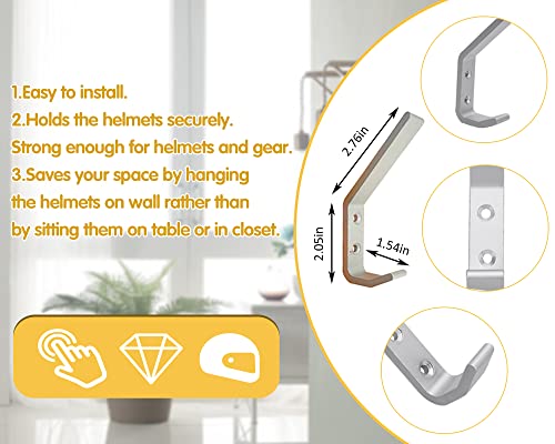 EBaokuup 6 Set Helmet Holder - Wall Mounted Motorbike Helmet Storage Rack with Mounting Screws - Additional View