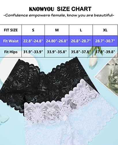 Knowyou Women's Underwear Sexy V-Waist Shorts Underwear For Women Lace High Waist Cheeky Panties 5 Pack-A-M #TOP3
