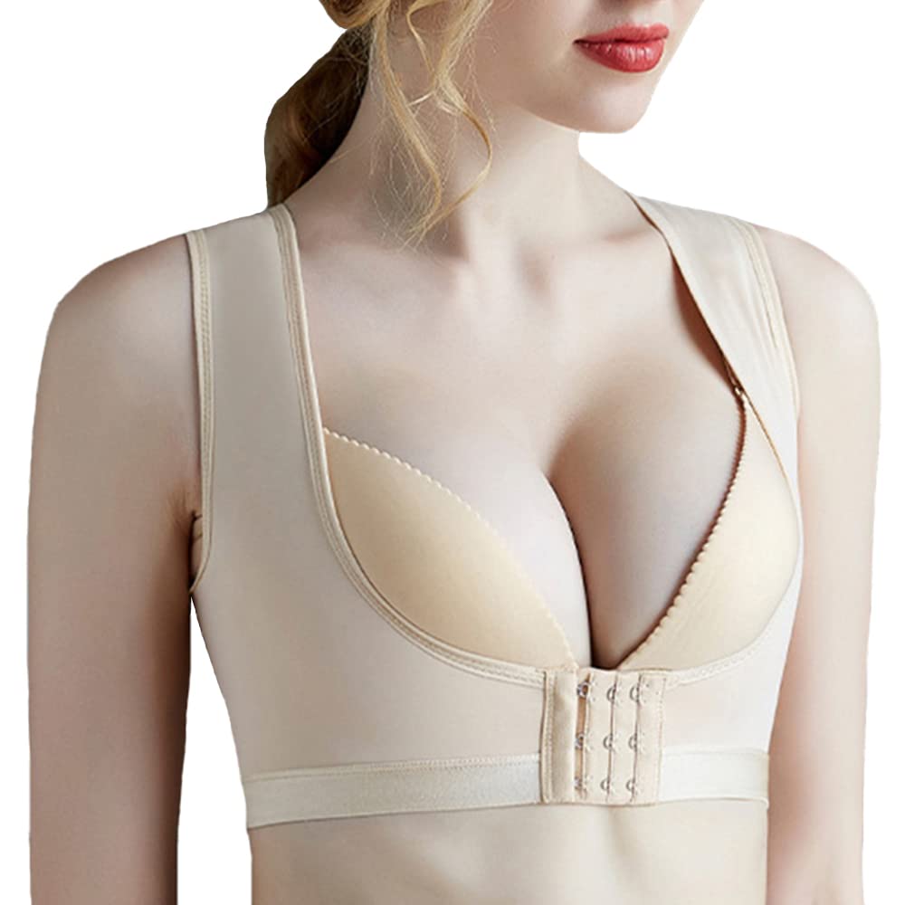 RosinKingRosinKing Chest Brace Up Women Humpback Orthosis Breast Back Support Posture Corrector Shapewear Anti-kyphosis Correction Belt Bra Support Shaper Vest Tops (Skin, Medium)