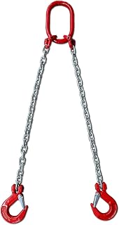Chain Sling 1/4Inch X 5 Ft 4410lb Double Leg with Sling Hooks and Adjusters Grade 80Alloy Steel Engine Chain Hoist Lifts【2Leg 2Ton】
