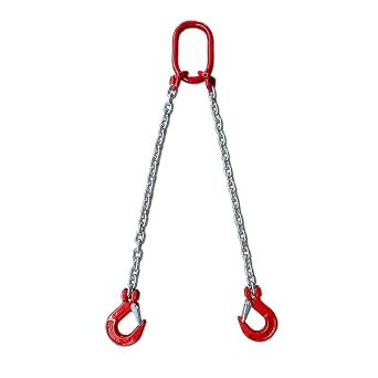 Chain Sling 1/4Inch X 5 Ft 4410lb Double Leg with Sling Hooks and Adjusters Grade 80Alloy Steel Engine Chain Hoist Lifts2Leg 2Ton