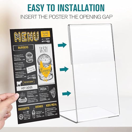 Image of Shuban Acrylic Sign Holder L Shape Double Sided Portrait Style Menu Ad Frame Display Stand (L- Shape 05 x 07 Inch-(2Pcs))