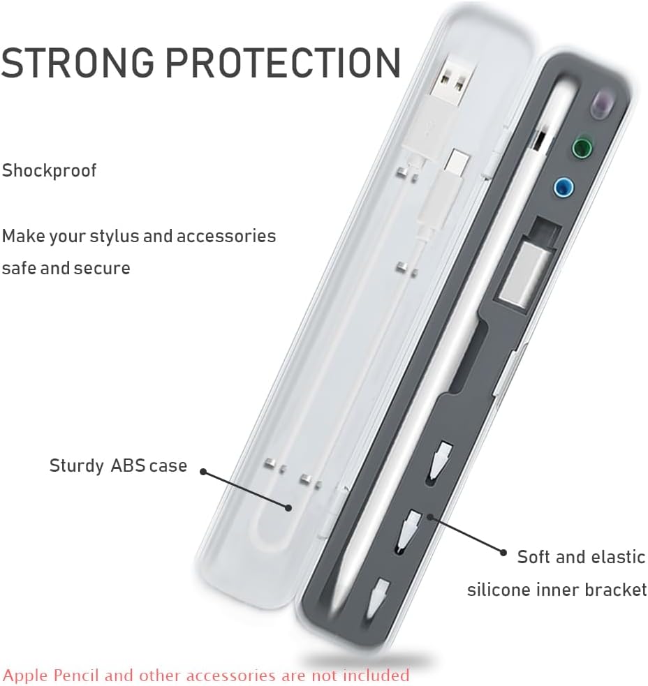 SIXFU Pencil Case for Apple Pencil Pro/ 2nd Generation/ 1st Generation/USB-C Pencil, Storage Case Design for Apple Pencil Tips Stylus iPad Pencil Accessories(White+Dark Gray)