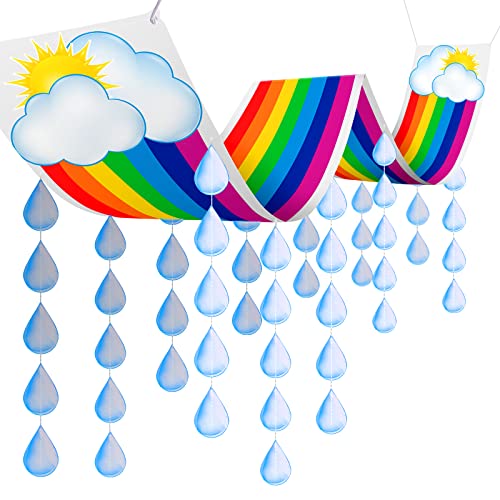 Decoración de fiesta de arco iris con nube colgante para bautizos
