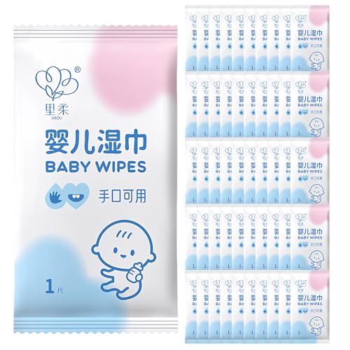 Toallitas húmedas para bebé envueltas individualmente, 50 unidades, refrescantes, sin perfume, aptas para manos y rostro