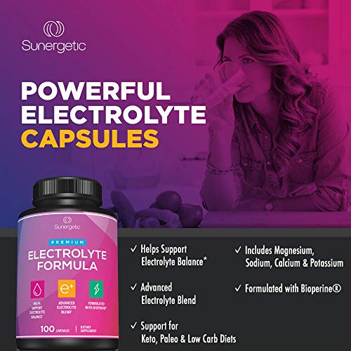 Sunergetic Premium Electrolyte Capsules – Support For Keto, Low Carb, Rehydration & Recovery - Electrolyte Replacement Tablets thumb #3
