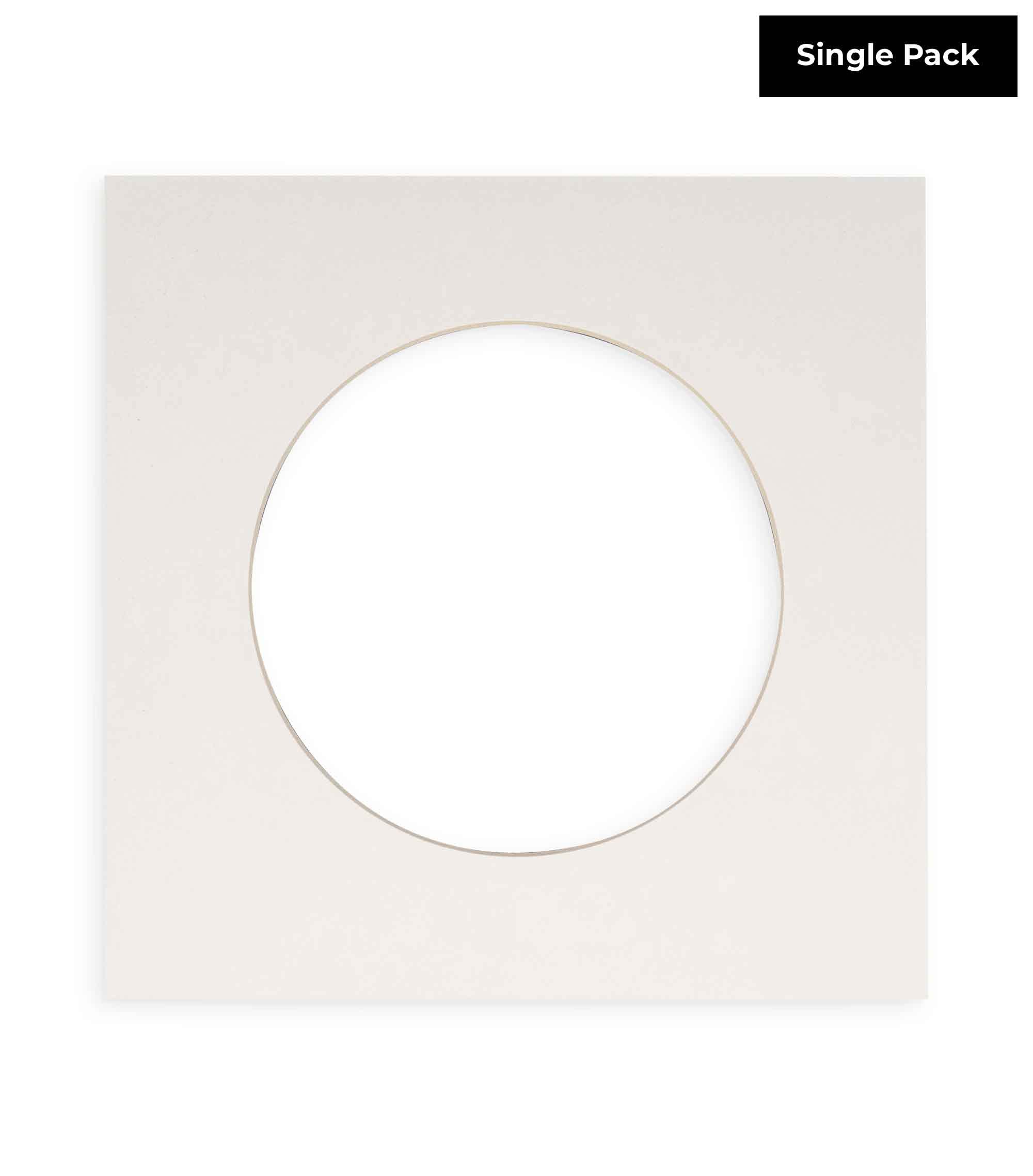 CountryArtHouse White Acid Free 22x22 Circle Picture Frame Mat with White Core Bevel Cut for 18x18 Pictures - Fits 22x22 Frame - Pack of 1 Matboard Show Kit with Acid Free Backing & Clear Bag