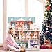 ROBUD Wooden Dollhouse for Kids Girls, Toy Gift for 3 4 5 6 Years Old, with Furniture