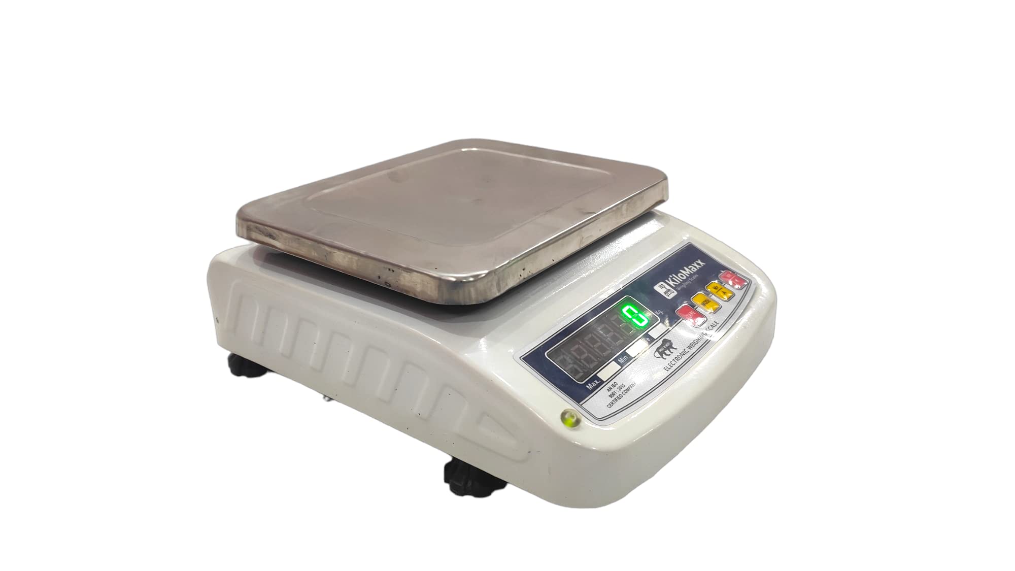 KiloMaxx KM-11, 30kg x 1g, Electronic Weighing Scale with Front & Back Green double Display Multipurpose scale for All Kirana & Vegetable Fruit shops and factories (7 * 9" White)