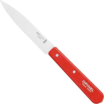 OPINEL Essential No.112 Paring Knife, Plain Edge, Hornbeam Handles, Made in France (Red)