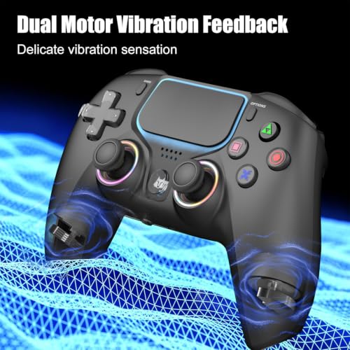 Image of NBCP Wireless Controller for PS5, Compatible with PS5 Pro /Slim /PC, Dual Vibration, Macro /Turbo Function, 3.5mm Audio Jack, 6-Axis Motion Control Gamepad with LED Light