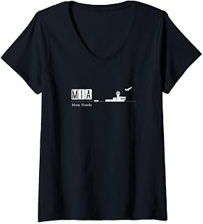 Womens MIA Airport Code for Miami Florida V-Neck T-Shirt