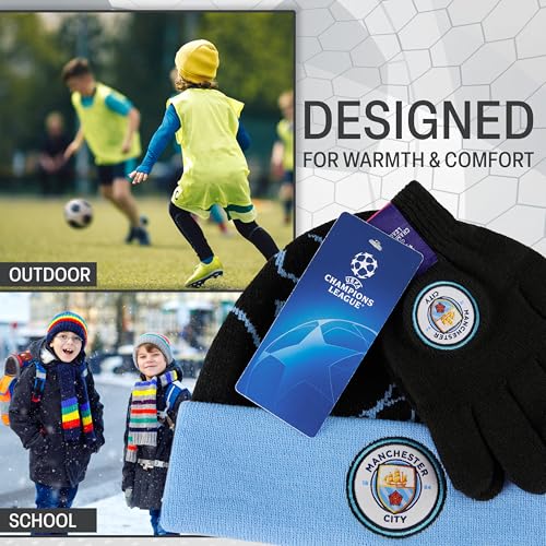 Manchester City F.C. Kids Winter Hat Beanie Set or Warm Scarf Teen Winter Accessories Warm and Cozy Gifts for Boys3