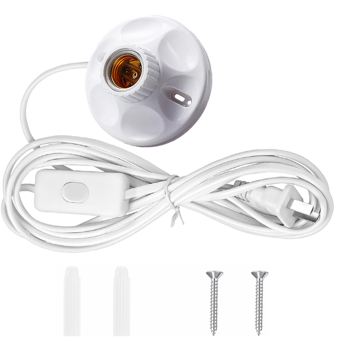 10FT Light Bulb Base with Cord E26/E27 Light Socket with On/Off Switch, 110V-250V Lamp Base for Light Socket with Cord, Light Bulb Socket with Plug-in