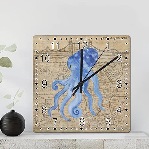 Horloge murale pieuvre carrée silencieuse pour embellir un mur blanc vide - 2