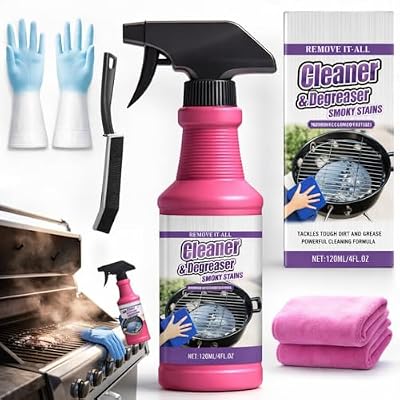 Ufladi 4 Fl oz Fast-Acting Heavy-Duty Grill Degreaser Spray, Professional BBQ Cleaner for Grates and Smoker, Advanced Grease Dissolver and Stain Remover for Outdoor Cooking Equipment(1)