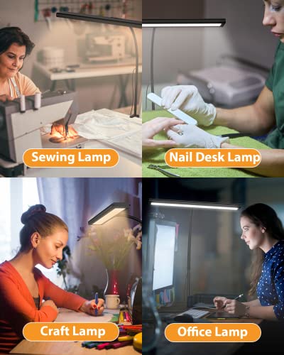 Image of iFalarila Aluminium WIAONE Architect Desk Lamp with Atmosphere Lighting, Led Desk Light for Office with Base,24W Bright Auto Dimming Table Light with Rotatable Swing Arm (Black)