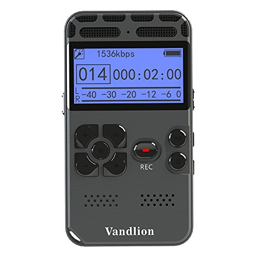 Digital Voice Recorder,Vandlion 8GB Sound Audio Recorder Dictaphone for Lectures Meetings, AGC Noise Reduction, Voice Activated PCM and MP3 Player,Double Microphone