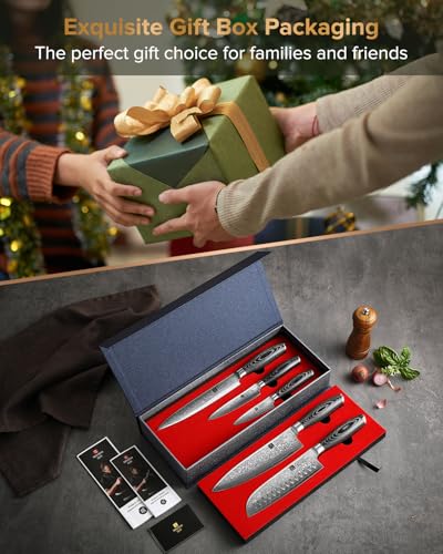 Miniatura 9 de Xinzuo Set Cuchillo Cocina 5 Piezas, 67 Capas De Acero De Damasco Juegos De Cuchillo De Cocinero, Profesional Cuchillo Chef Santoku Trinchar Universal Fruta Con Mango De Madera De Pakka