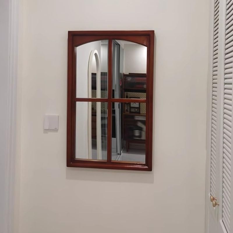 Rustykalny dom wiejski okno dekoracja ścienna ręcznie wykonane drewno ed sztuczne lustro vintage wisząca dekoracja na ganek i hol wejściowy 60 x 90 cm akcent do domu