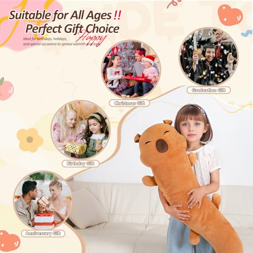 Image of Tianmihou 48 inch Giant Capybara Plush Stuffed Animal, Big Capybara Glow in The Dark Fluorescent Plushies Pillow Toy, Jumbo Cute Capibara Body Pillow Gifts for Kids Adults, Birthday