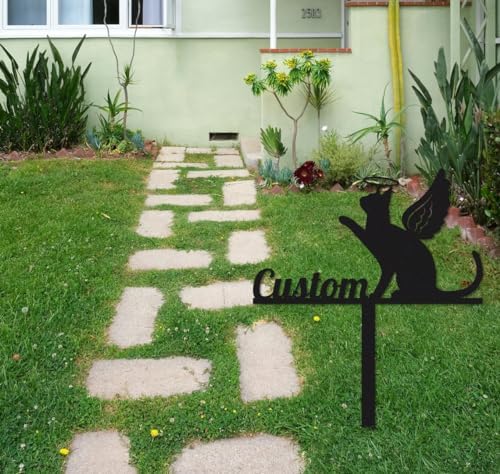 Personalized Cat Memorial Stake Sign,Pet Grave Marker Sign, Metal Sign With Stake,Cat Loss Gift,Sympathy Sign,Garden Decor,Pet Grave Marker,cat grave marker,pet loss gift,cat memorial.