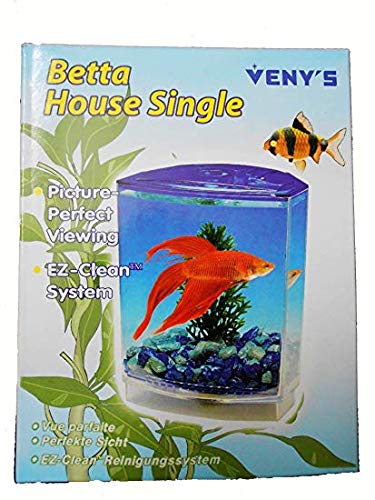 VENY'S Betta House Single | Betta Tank | Picture Perfect Viewing | EZ- Clean System | Happy Fins