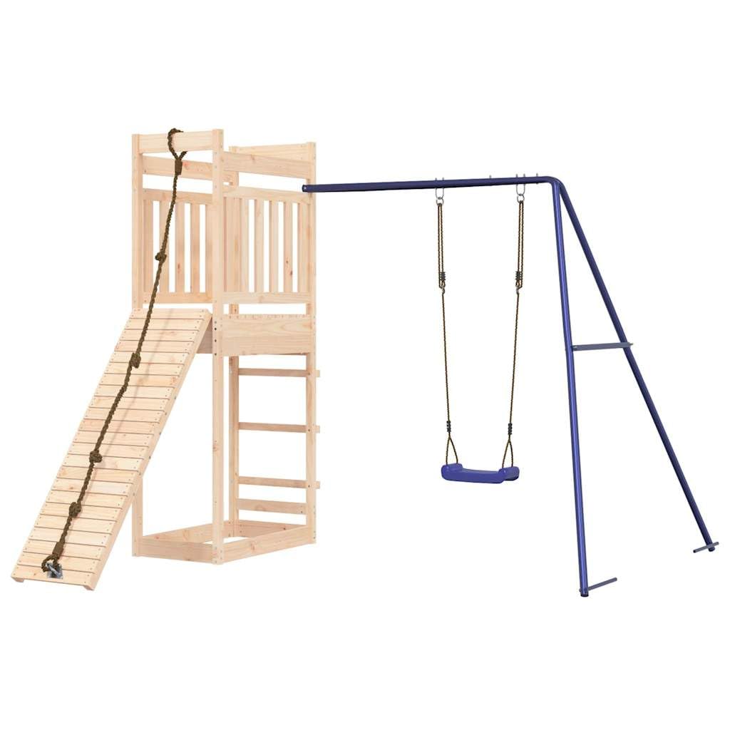 Outdoor Playset Durable Natural Wood for Kids, Garden Backyard Play, Swing and Slide, Fun Playhouses, Play Equipment for Toddlers & Childrens, Pine, Set