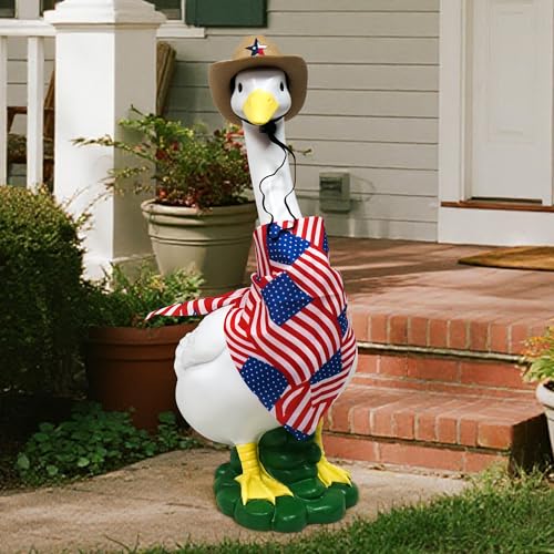 ASDFG Porch Goose Garden Statue with Outfit - Large...