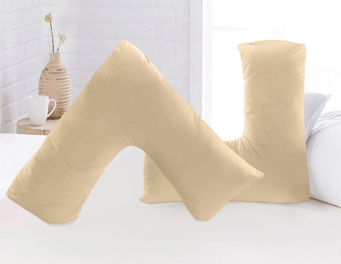 R&Z Latte Orthopaedic- Luxury Microfibre V Shapped Removable Pillow Case Nursing, Pregnency, Back Support Pillow Case (, Microfibre Cover Only 73X73x34cm)