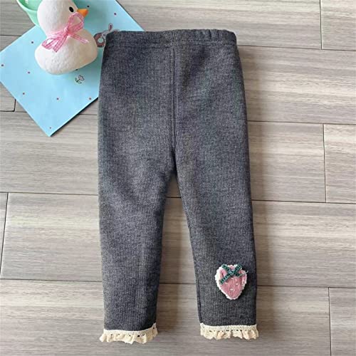 KAGAYD Baby Girls Cotton Fleece Lined Warm Strawberry Leggings Soild Color Stretchy Basic Ankle Length Children Trousers3