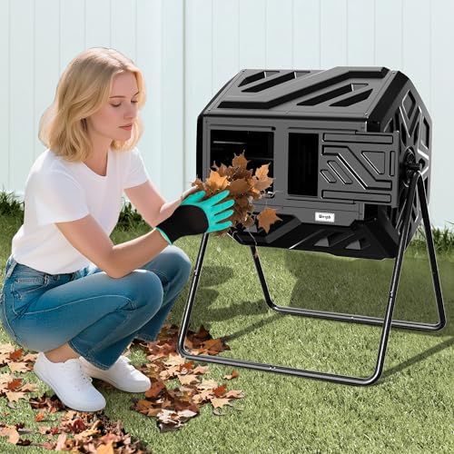 Werph 43 Gal Dual Chamber Compost Bin Tumbler for Backyard Garden, Black - Image 2