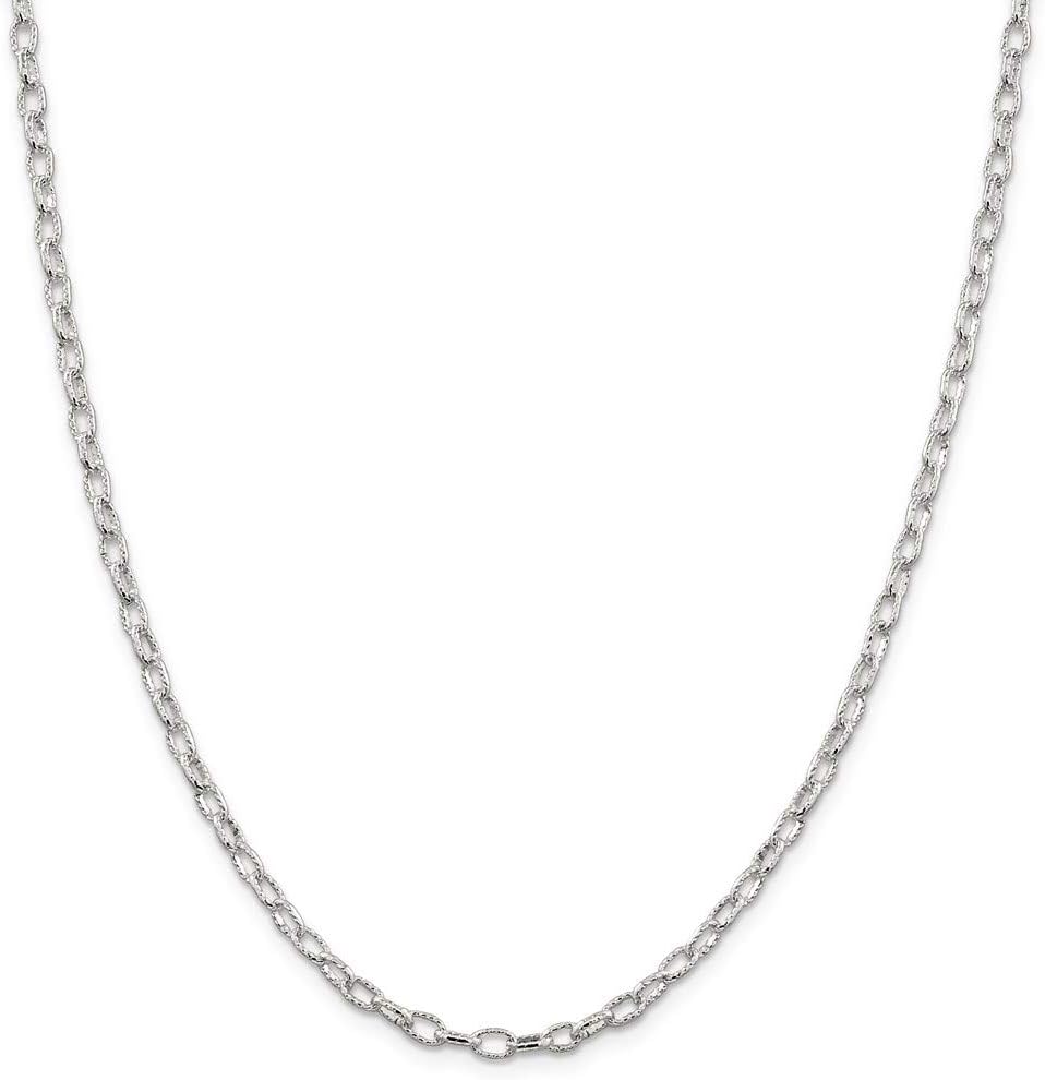 Chain Necklace White Sterling Silver bracelet Rolo 16 in 3.75 mm