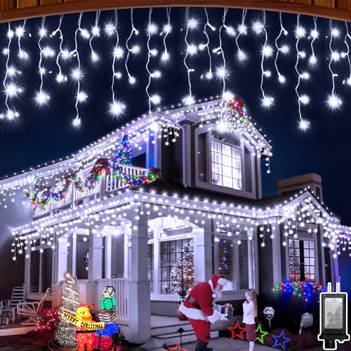 132FT LED Christmas Lights Outdoor with 280 Drops, Christmas Decorations Hanging Lights 980 LED 8 Modes, Outsite Fairy String Lights for Wedding Party Holiday Winter Wonderland Decorations Cool White 132FT LED Christmas Lights Outdoor with 280 Drops, Christmas Decorations Hanging Lights 980 LED 8 Modes, Outsite Fairy String Lights for Wedding Party Holiday Winter Wonderland Decorations Cool White