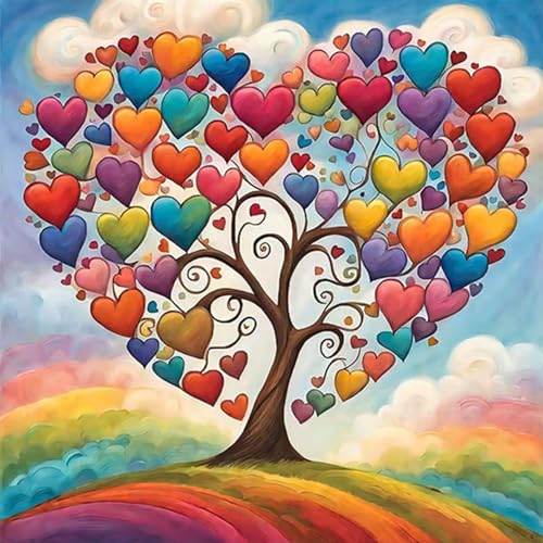 JXDXDJ Heart Tree Diamond Art Kits for Adults Full Round Drill 5D Diamond Painting Kits for Beginners DIY Diamond Dots Paintings Picture Gem Art for Adults Crafts Home Wall Decor 13.78x13.78 Inch