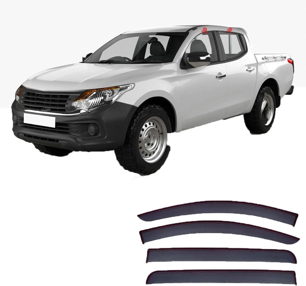 Nwsplmy Normal Wind Deflectors For Dodge Ram 1200 Pickup Truck Mk5 2016-2019, Rain Guards Window Visors, 4-Piece, Protects Against Fading & Cracks